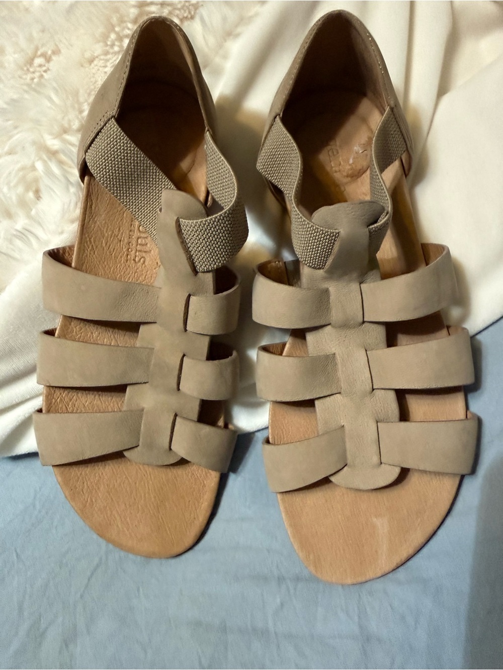 Nordstrom Beige Taupe Strappy Leather Sandals